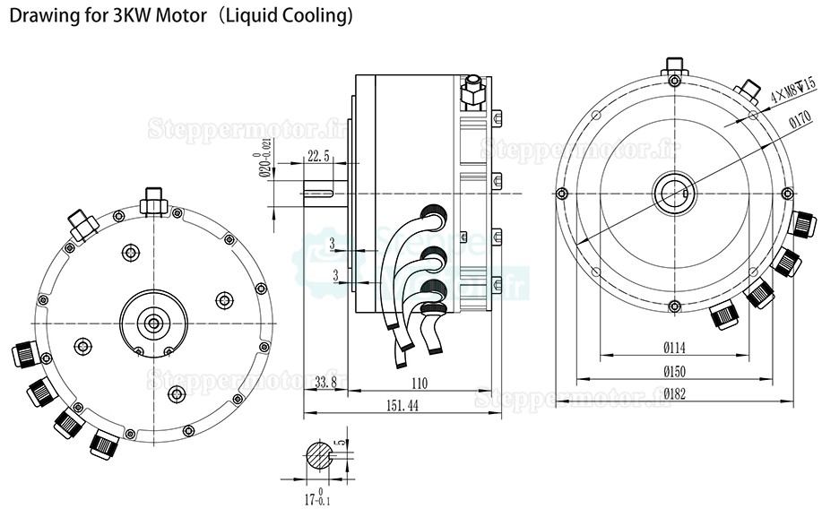 48V/72V 3KW Kit moteur roue électrique + contrôleur HPM3000A-EZ-A48400-kit pour vélo électrique, VTT, moto